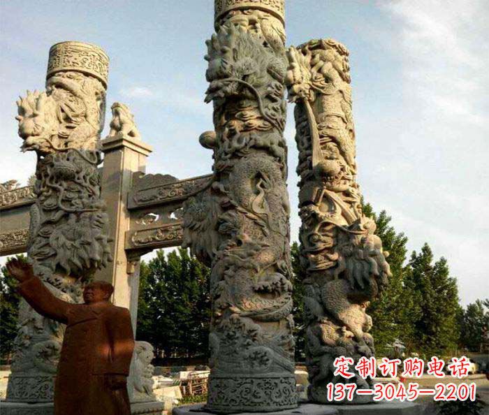 岳阳中领雕塑推出的震撼龙柱大理石雕,是一种典…