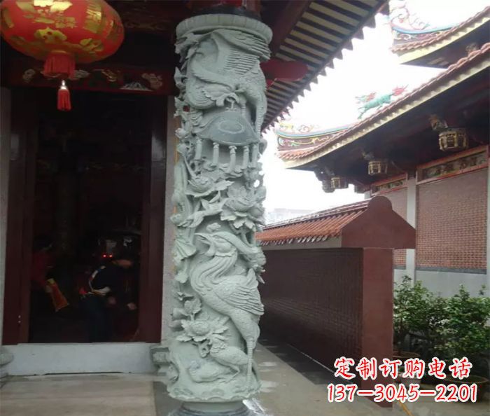 岳阳大理石龙柱雕塑,为室内景观带来活力