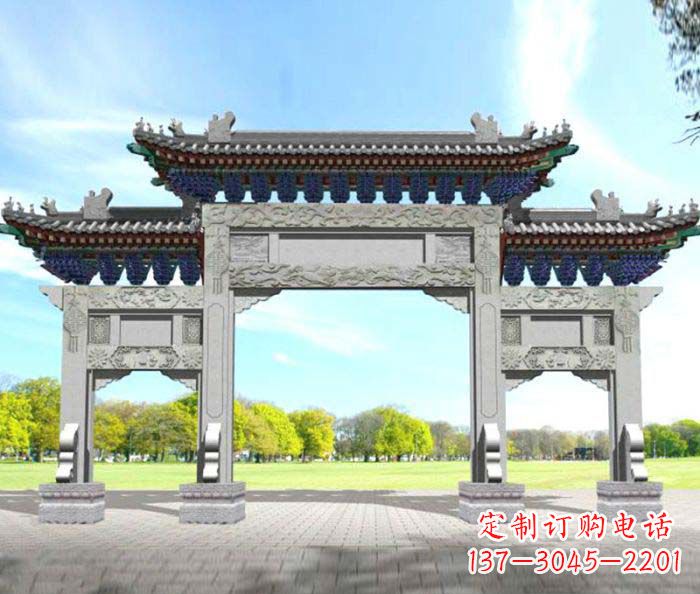 岳阳精美的大理石牌楼石雕