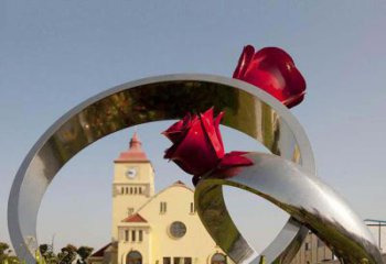岳阳中领雕塑：风格独特的不锈钢玫瑰戒指雕塑