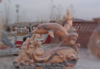 岳阳海豚海浪石雕，精美艺术品
