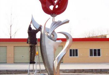 岳阳高端定制玫瑰花不锈钢大型雕塑