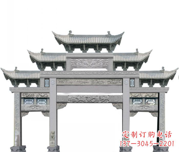岳阳中领雕塑定制式牌坊石雕