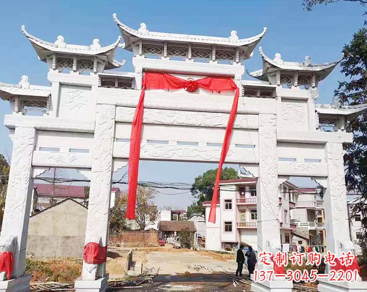 岳阳三门三楼石雕牌坊:专业定制牌坊雕塑