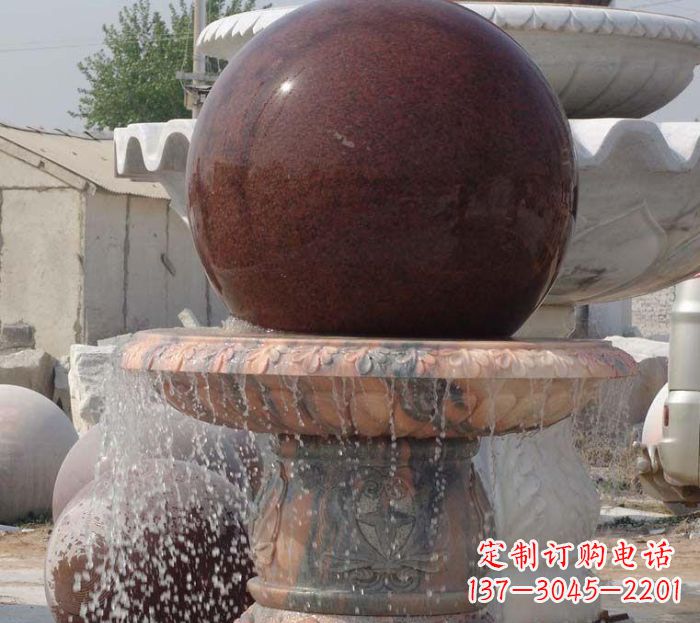 岳阳石来运转小型风水球喷泉石雕