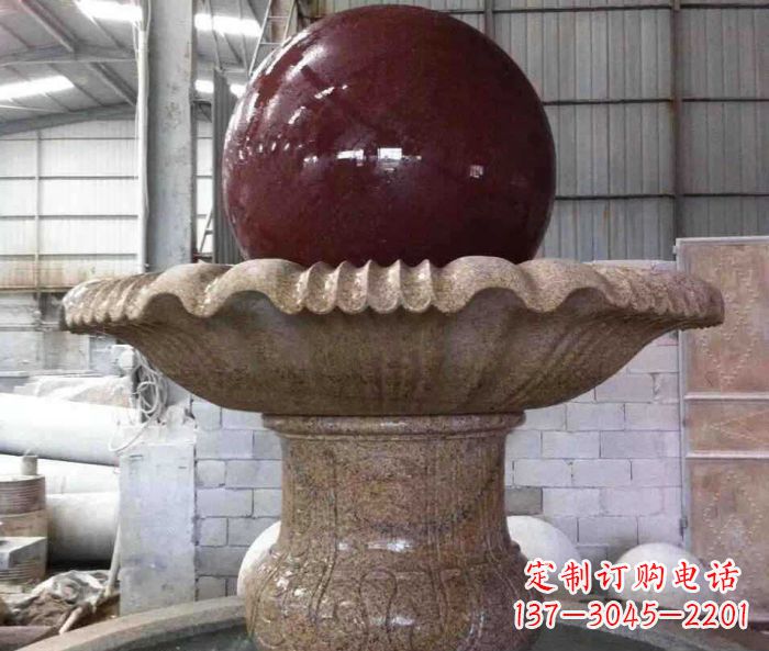 岳阳石来运转小型风水球喷泉石雕 (2)