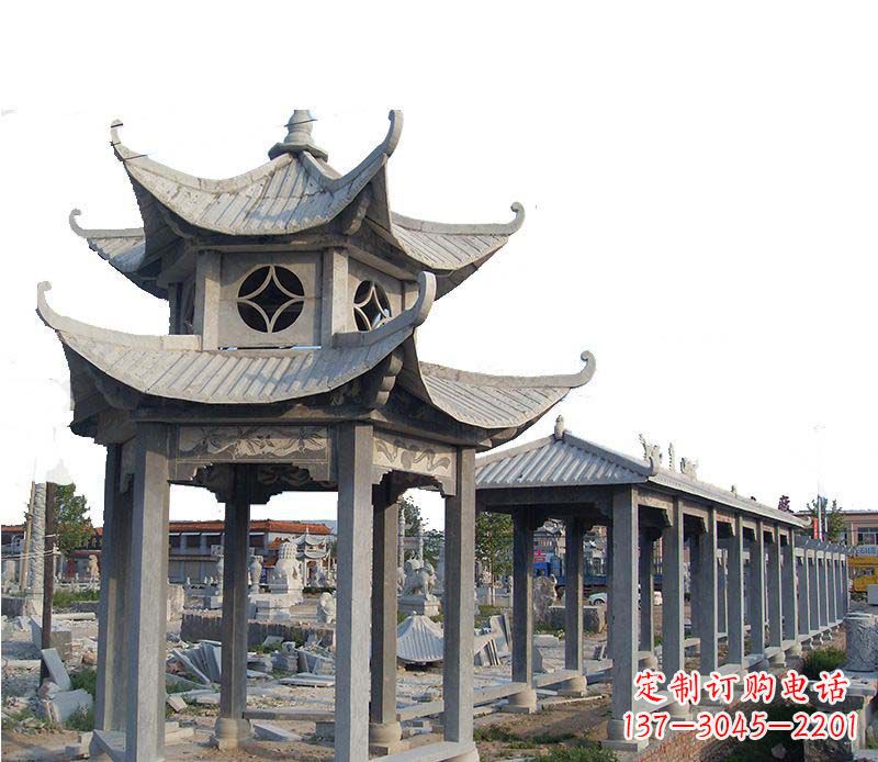 岳阳双层仿古凉亭石雕