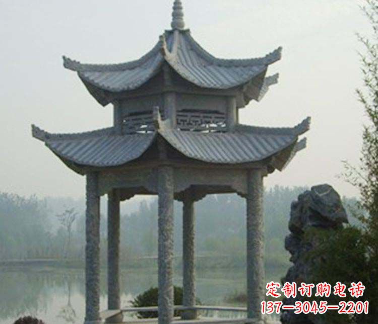 岳阳双层仿古凉亭石雕_2