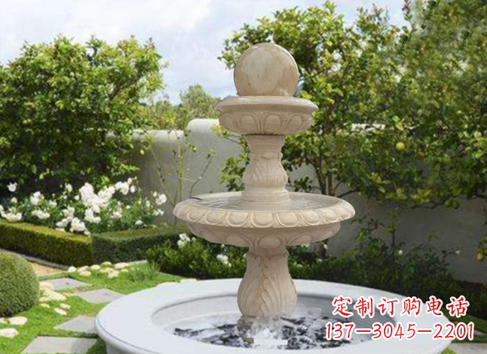 岳阳双层风水球喷泉别墅石雕