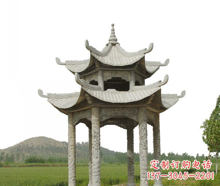 岳阳双层仿古石雕凉亭
