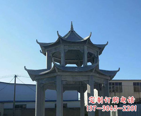 岳阳双层仿古石凉亭石雕_1