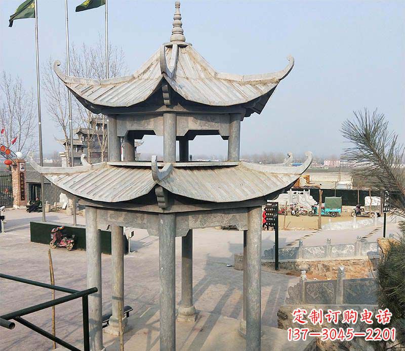 岳阳双层户外凉亭石雕