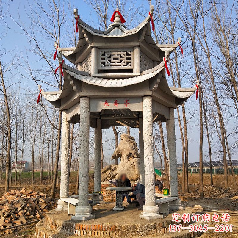 岳阳双层六角石凉亭