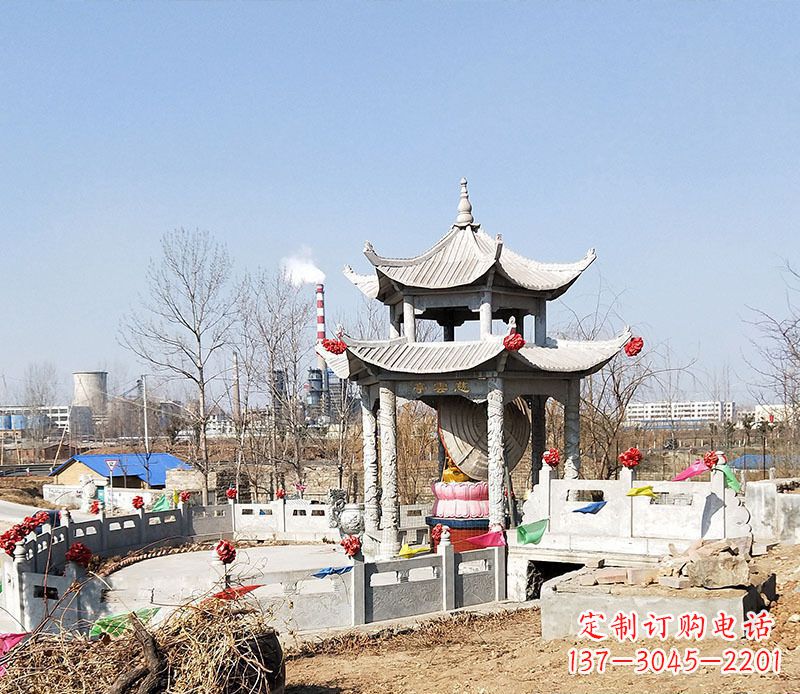 岳阳双层石凉亭石雕 (2)