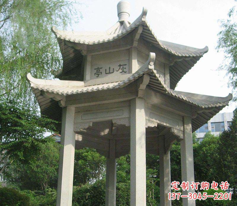 岳阳双层石凉亭石雕