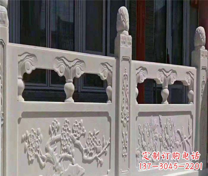 岳阳寺庙景观汉白玉石浮雕栏板 (2)