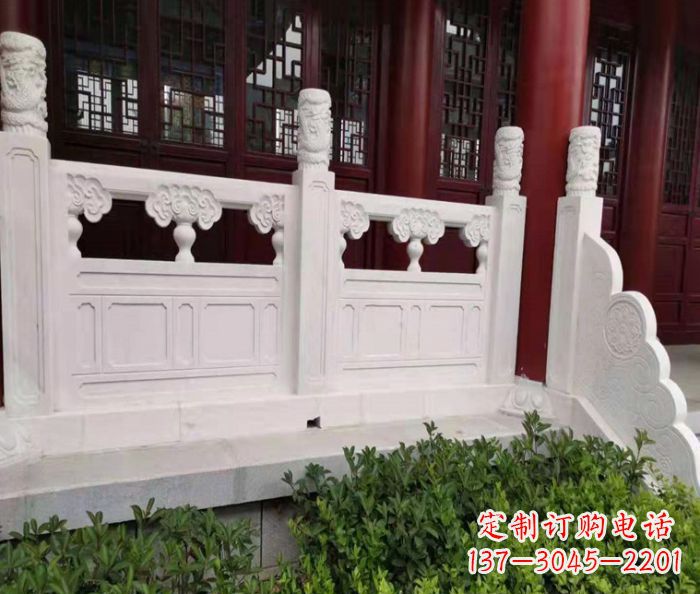 岳阳寺庙景观汉白玉石浮雕栏板 (3)