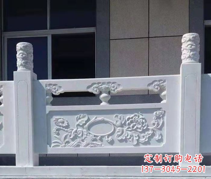 岳阳寺庙景观汉白玉石浮雕栏板 (4)