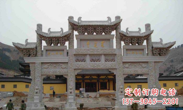 岳阳寺庙景观三门五楼石牌坊
