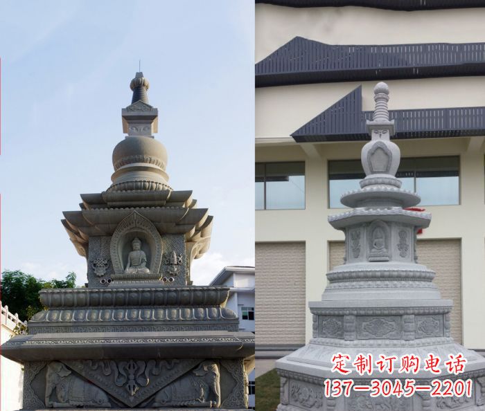 岳阳寺庙景观舍利塔石雕 (3)