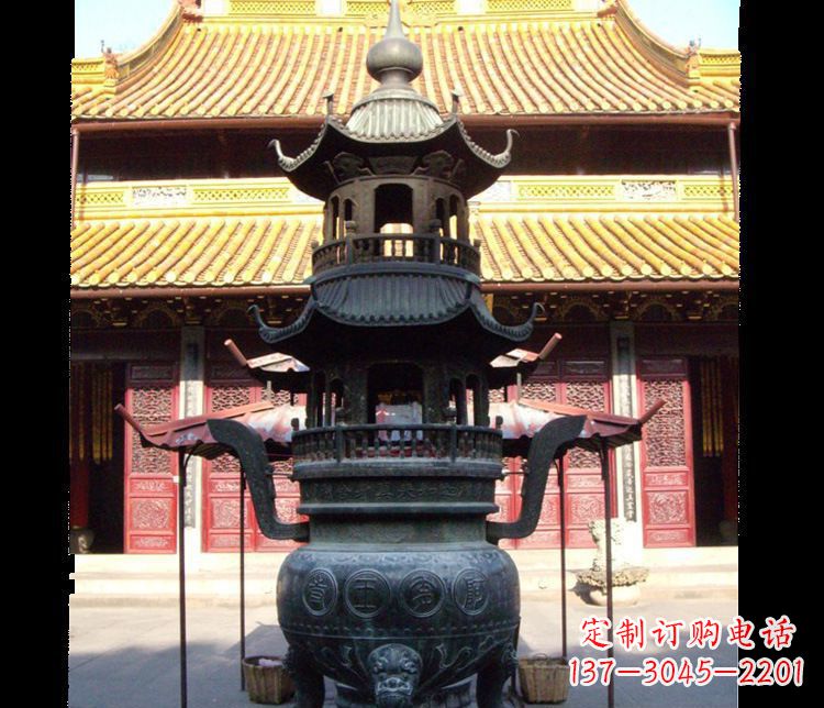 岳阳寺庙景观香炉铜雕