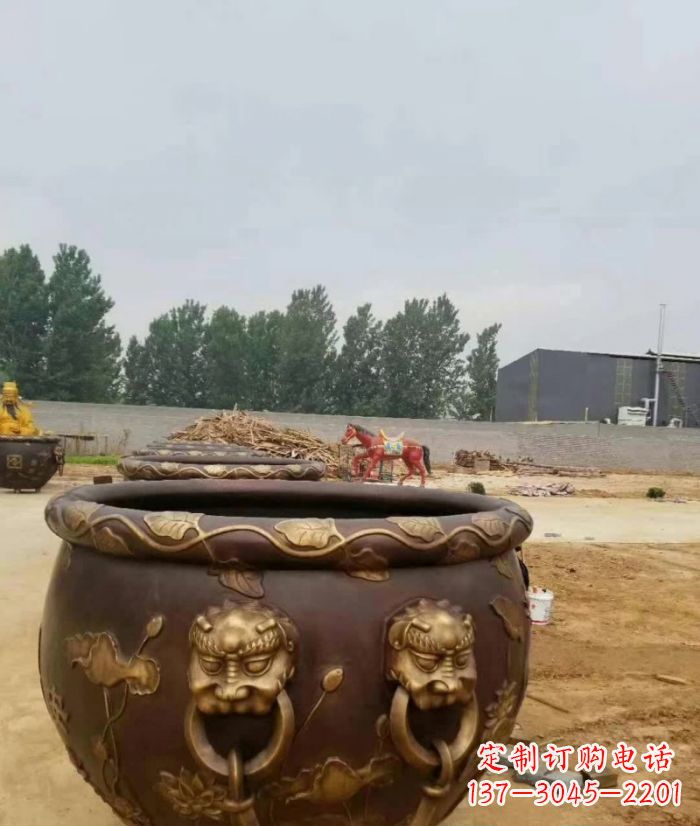 岳阳寺庙水缸铜雕 (4)