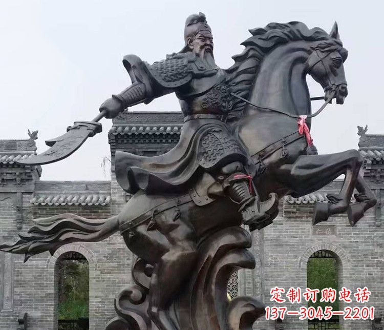 岳阳铜雕骑马关公广场历史人物雕塑