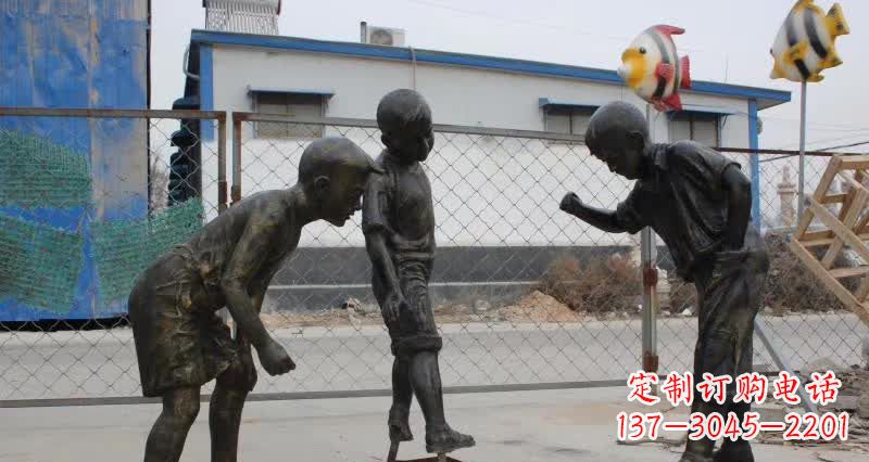 岳阳玩陀螺人物铜雕