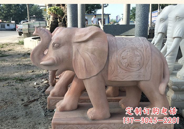 岳阳晚霞红鼻卷元宝大象门口石雕_1