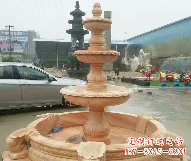 岳阳晚霞红多层大型石雕喷泉 (3)