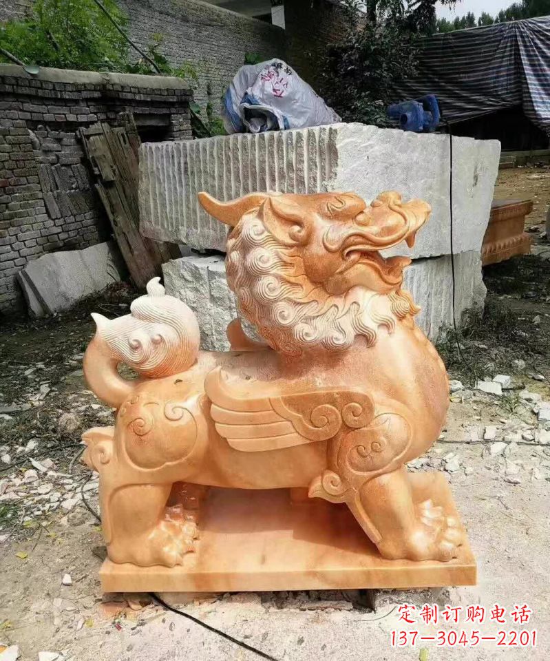 岳阳晚霞红貔貅雕塑1
