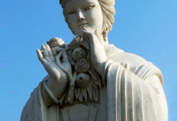 岳阳石榴之美——十二花神之五月石榴李氏汉白玉古代美女雕像