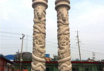 岳阳石雕华表盘龙柱，雕塑工艺的精美展示