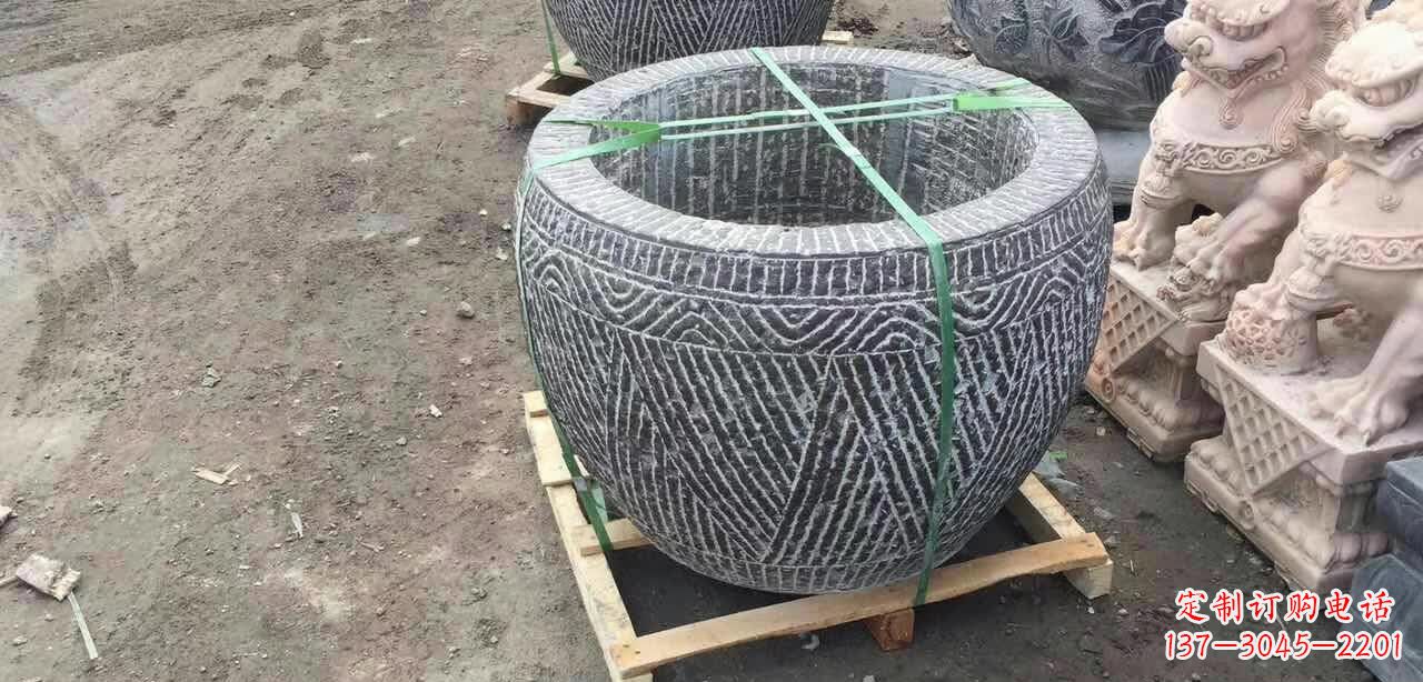 岳阳纹理石浮雕水缸