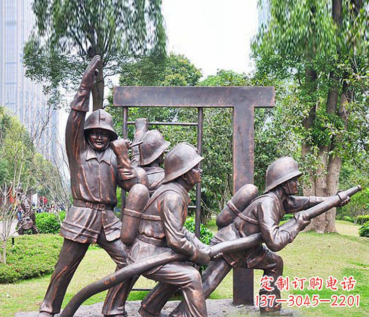 岳阳消防员人物铜雕 (2)