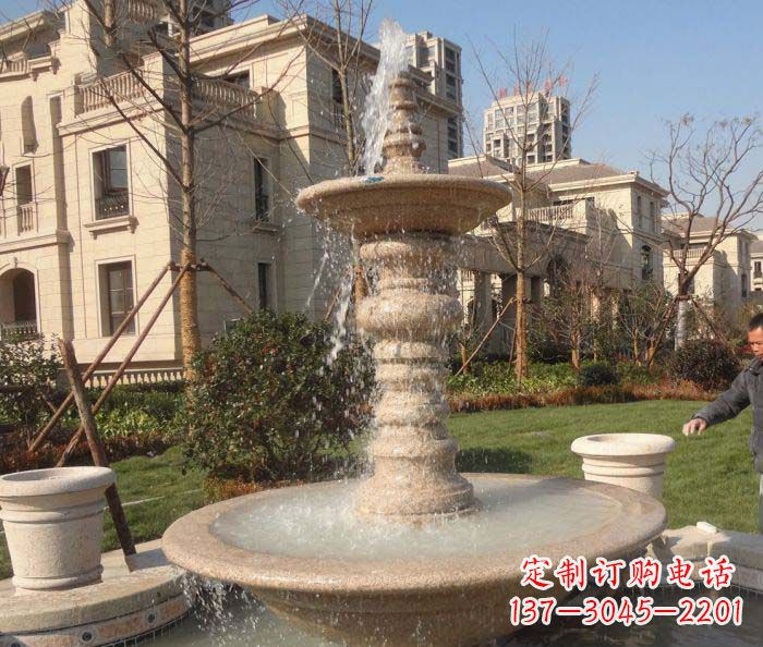 岳阳小区景观多层喷泉石雕 (2)