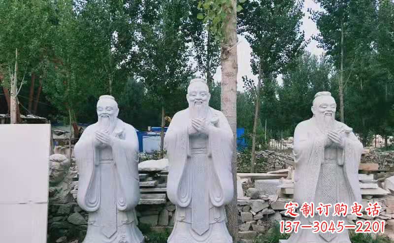 岳阳校园古代名人伟人孔子石雕