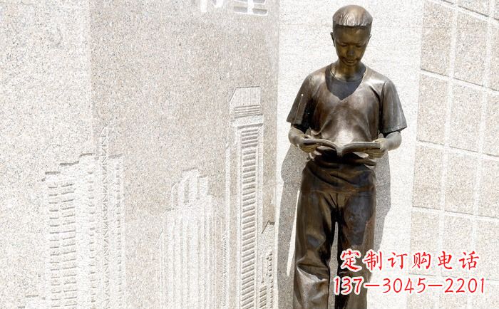 岳阳校园看书的学生人物铜雕