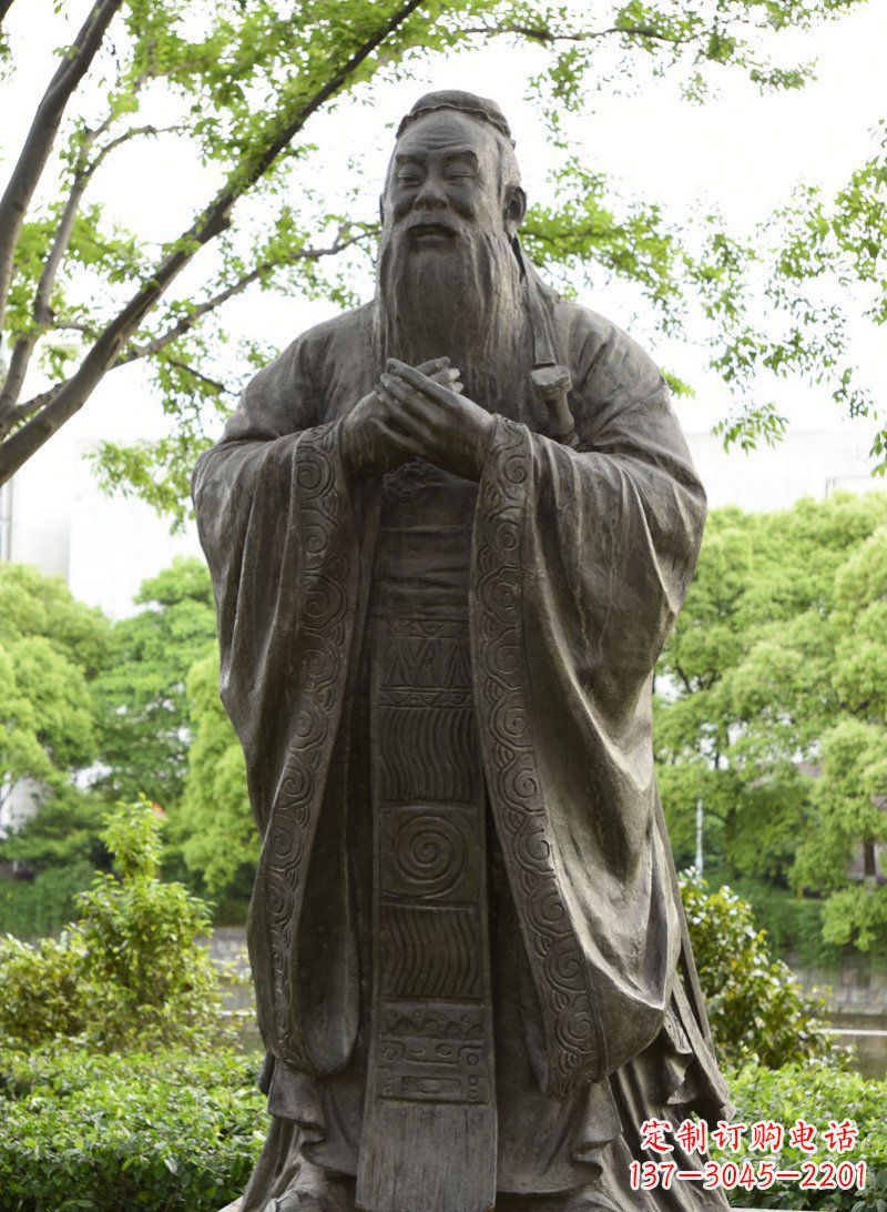 岳阳校园孔子行教像铜雕 (2)