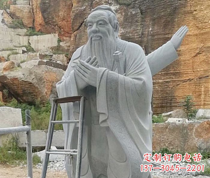 岳阳校园人物大理石孔子石雕
