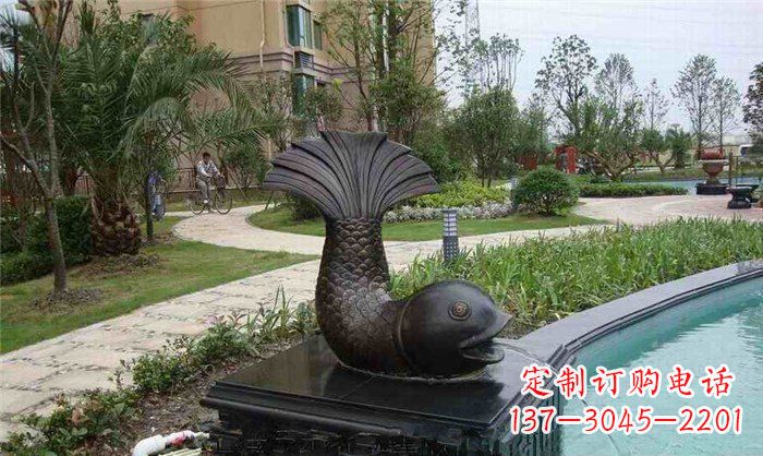 岳阳鱼式喷泉小区景观铜雕