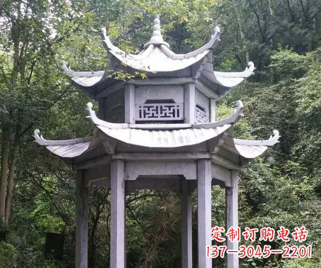 岳阳园林仿古石凉亭景观石雕 (3)