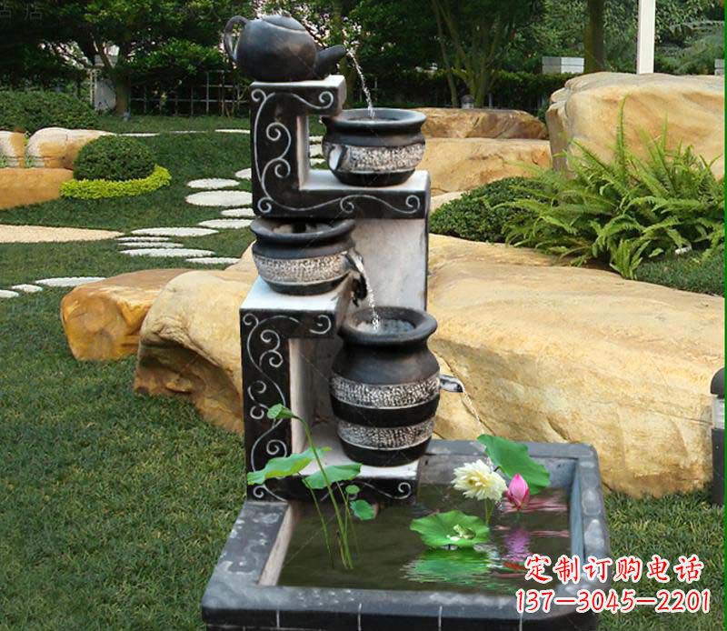 岳阳园林景观茶壶流水池石雕
