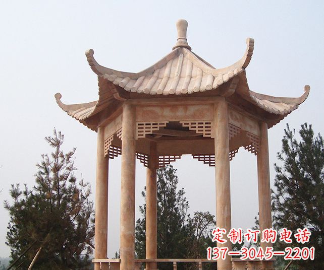 岳阳园林景观单层石雕凉亭 (3)