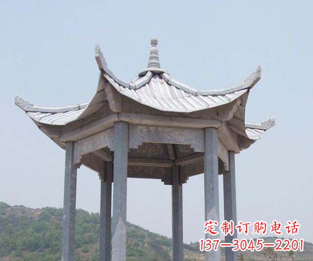 岳阳园林景观单层石雕凉亭 (2)