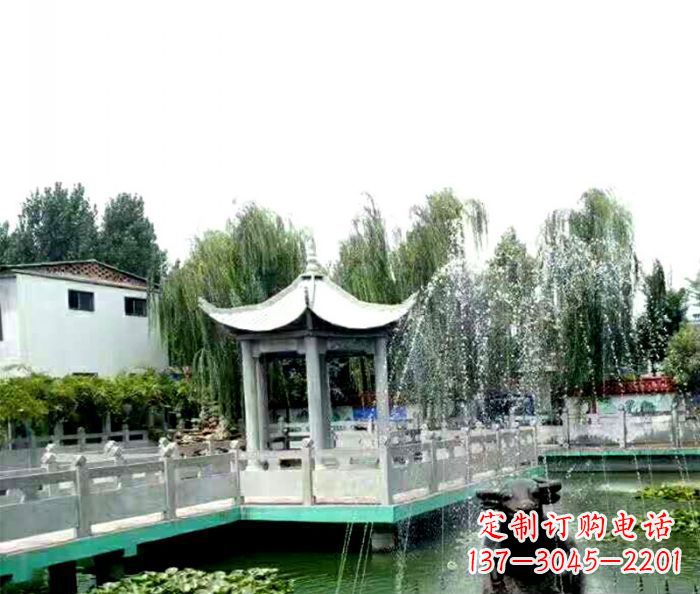 岳阳园林景观单层六角石雕凉亭