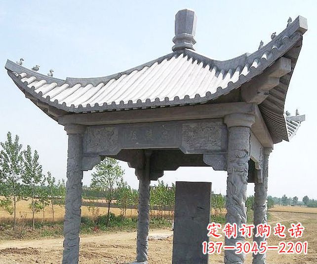 岳阳园林景观单层石雕凉亭 (4)