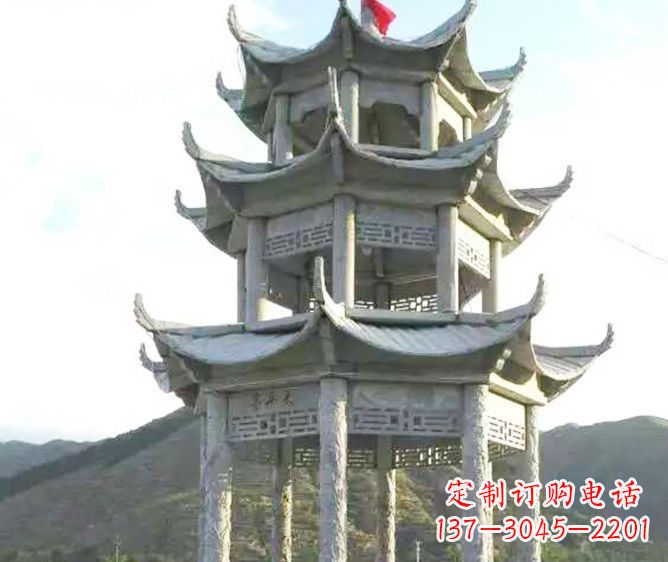 岳阳园林景观多层凉亭石雕 (3)