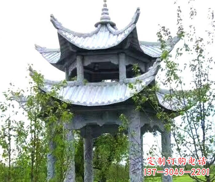 岳阳园林景观仿古六角石凉亭
