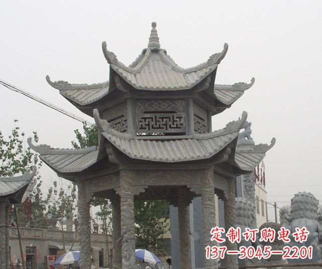 岳阳园林景观仿古石雕凉亭 (2)